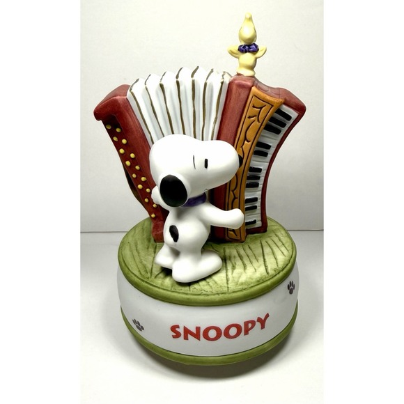Other - Vintage Sekiguchi PEANUTS Snoopy Japan Music Box Musical Figure Accordion RARE